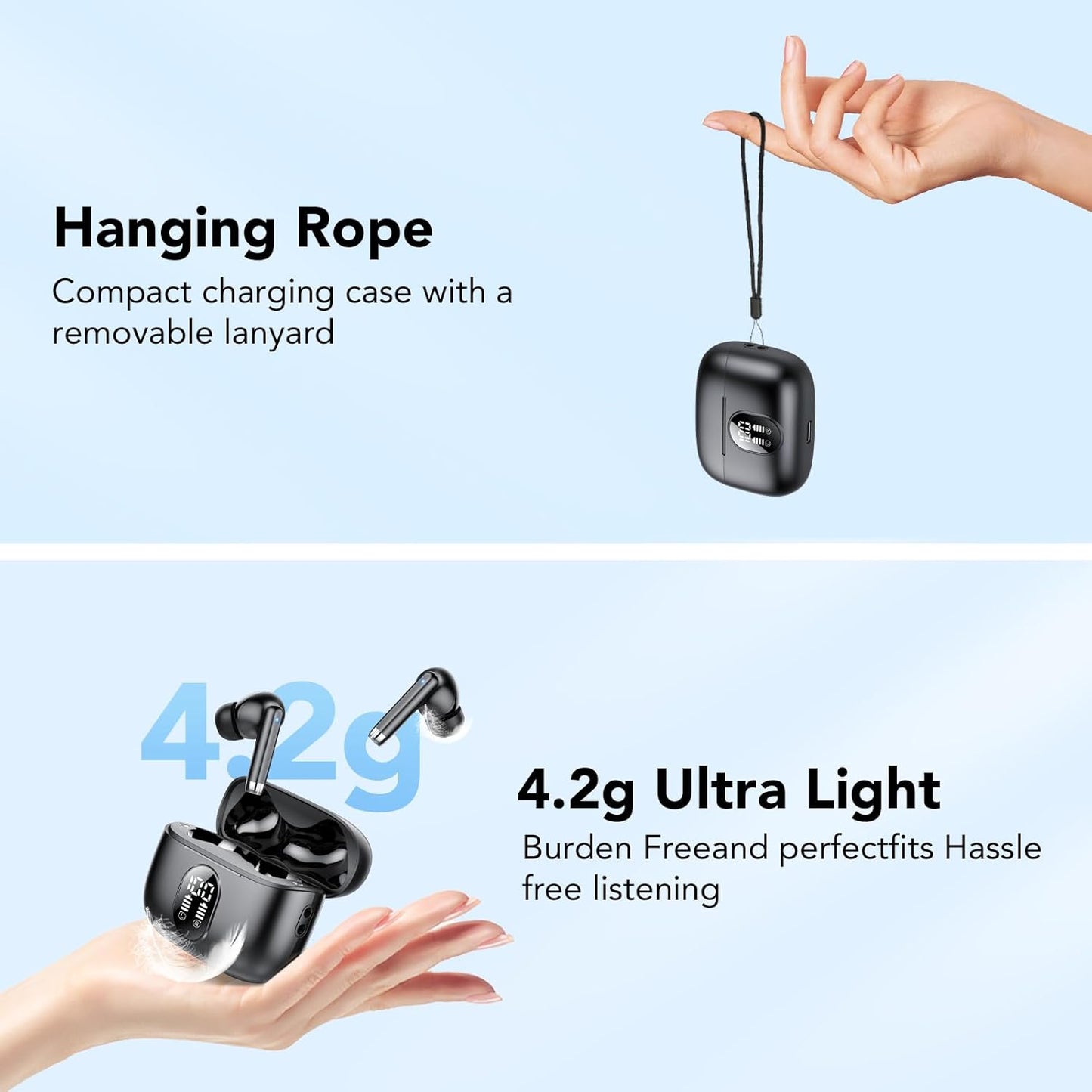 Wireless Earbuds, Bluetooth 5.4 Headphones HiFi Stereo with 4 ENC Mic, 40H Mini Ear Buds in-Ear Noise Cancelling Earbuds, Ultra Light Sport Earphones