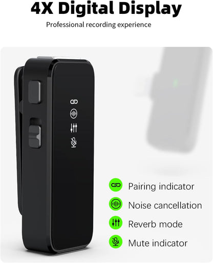 Wireless Lavalier Microphone for iPhone 14/13/12 with Noise Cancellation, 100ft Transmission, 18H Battery Life, Lightning Lapel Microphone Wireless for Video Recording, Vlog, Streaming