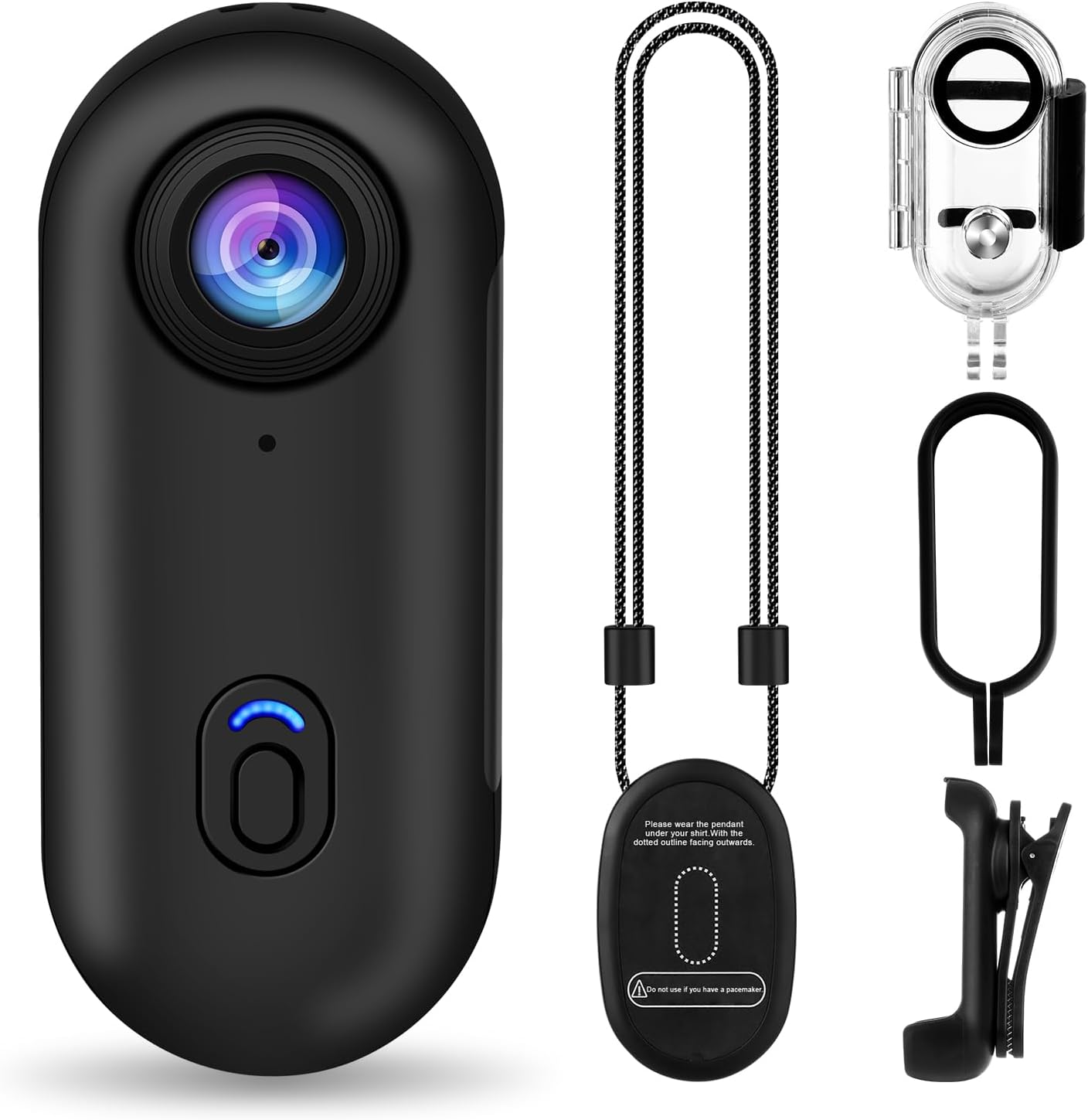 4K Thumb Action Camera, Tiny Size, Mount Anywhere, Small Body Camera with Spring Clip, Portable Vlogging, Hands-Free POV Recording, Helmet Cam for Cycling, Motorcycle (64G-Card, Black)