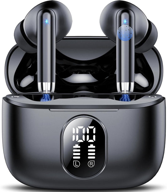 Wireless Earbuds, Bluetooth 5.4 Headphones HiFi Stereo with 4 ENC Mic, 40H Mini Ear Buds in-Ear Noise Cancelling Earbuds, Ultra Light Sport Earphones