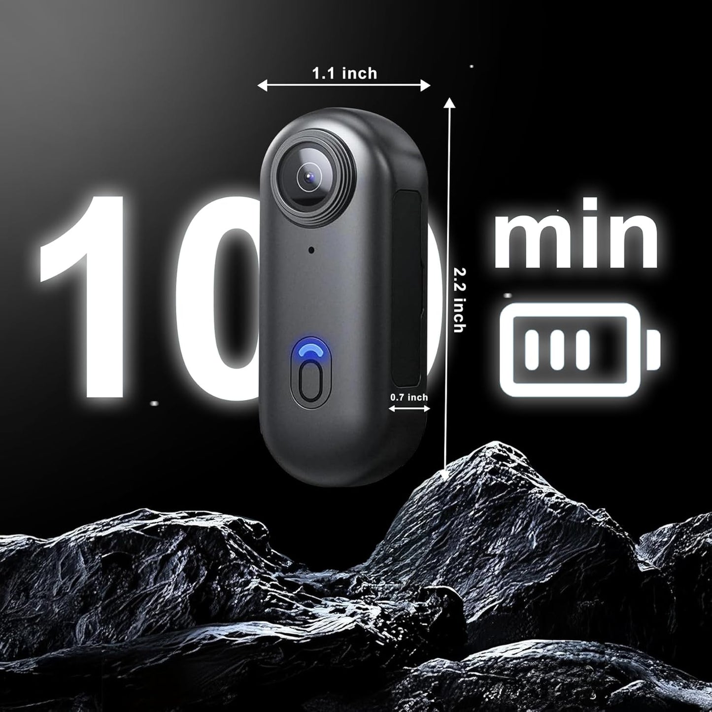 4K Thumb Action Camera | 128G Sports Camera for POV Photoshooting: Waterproof Sports Camera The Size of a Thumb Suitable for Running Cycling Swimming Hiking Adventure Etc (Black)