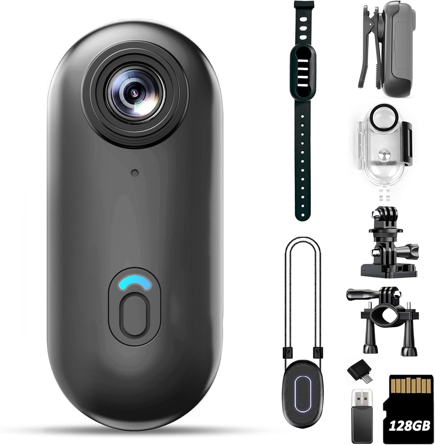 4K Mini Body Camera 128GB - Action Body Cam with Audio & Video- Thumb Hands Free Waterproof Recording Wearable Cameras - Pov Worn Portable Personal Camcorder - for Work Travel Pet Walk Swim