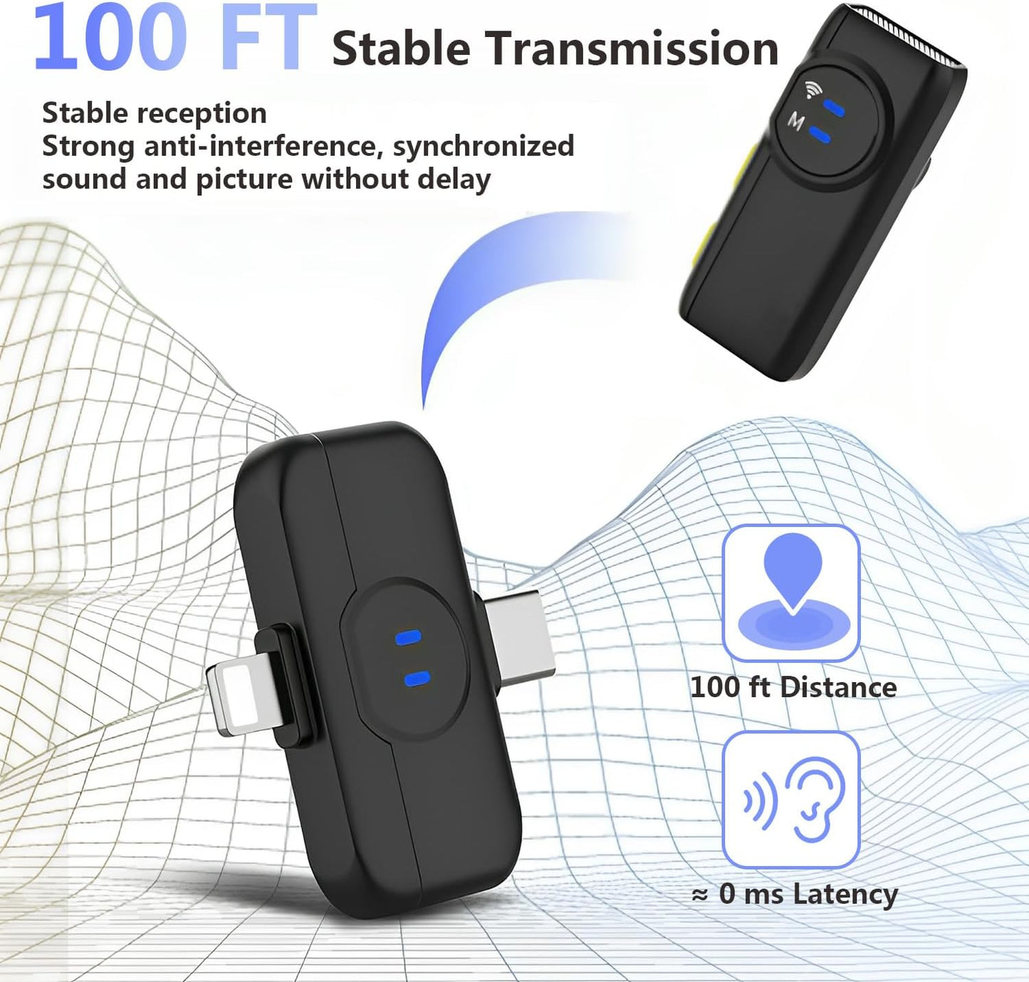 2 Pack Wireless Lavalier Microphone for iPhone iPad Andriod with Charging Case, AI Noise Reduction, Wireless Microphone for Video Recording, Vlog, YouTube, Interview, Facebook Live Streaming