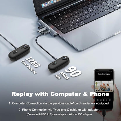 4K Mini Body Camera 128GB - Action Body Cam with Audio & Video- Thumb Hands Free Waterproof Recording Wearable Cameras - Pov Worn Portable Personal Camcorder - for Work Travel Pet Walk Swim