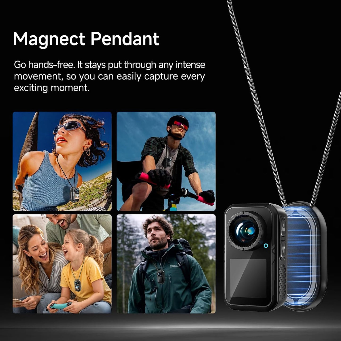 Mini Action Camera 4K | 128G Thumb Sports Camera with EIS Stabilization, Wearable POV Chest Camera, Waterproof for Running, Cycling, Swimming, Hiking, Outdoor Adventures