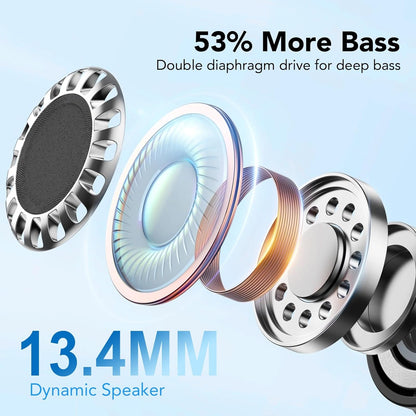 Wireless Earbuds, Bluetooth 5.4 Headphones HiFi Stereo with 4 ENC Mic, 40H Mini Ear Buds in-Ear Noise Cancelling Earbuds, Ultra Light Sport Earphones