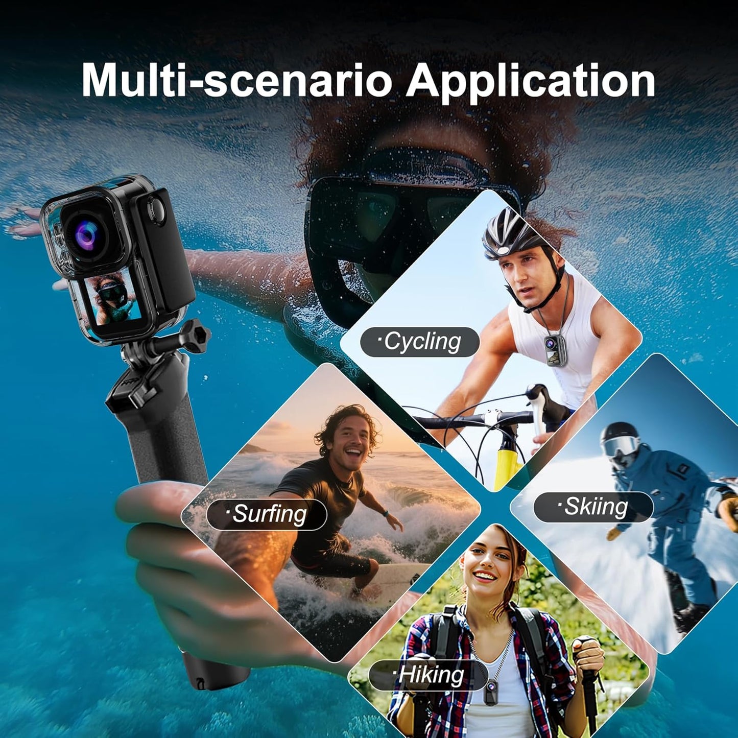 Mini Action Camera 4K | 128G Thumb Sports Camera with EIS Stabilization, Wearable POV Chest Camera, Waterproof for Running, Cycling, Swimming, Hiking, Outdoor Adventures