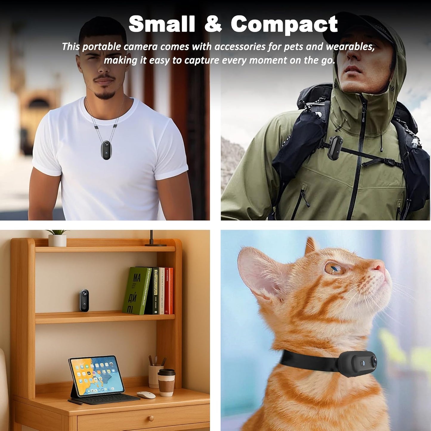 4K Mini Body Camera 128GB - Action Body Cam with Audio & Video- Thumb Hands Free Waterproof Recording Wearable Cameras - Pov Worn Portable Personal Camcorder - for Work Travel Pet Walk Swim